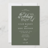 Olive Branch Calligraphy Hand Drawn Wedding Kaart (Voorkant)