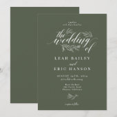 Olive Branch Calligraphy Hand Drawn Wedding Kaart (Voorkant / Achterkant)