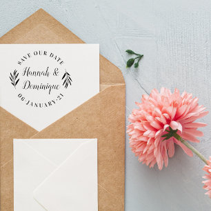 Olive Branch Calligraphy Save the Date Wedding Rubberstempel