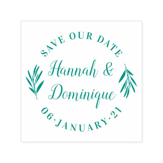 Olive Branch Calligraphy Save the Date Wedding Zelfinktende Stempel (Design)