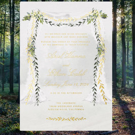Olive Branch Chuppah Forest Wedding Gold Folie Uitnodiging
