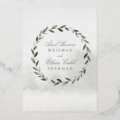 Olive Branch Chuppah Forest Wedding Gold Folie Uitnodiging (Achterkant)
