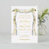 Olive Branch Chuppah Wedding Gold Folie Uitnodiging (Staand Voorkant)