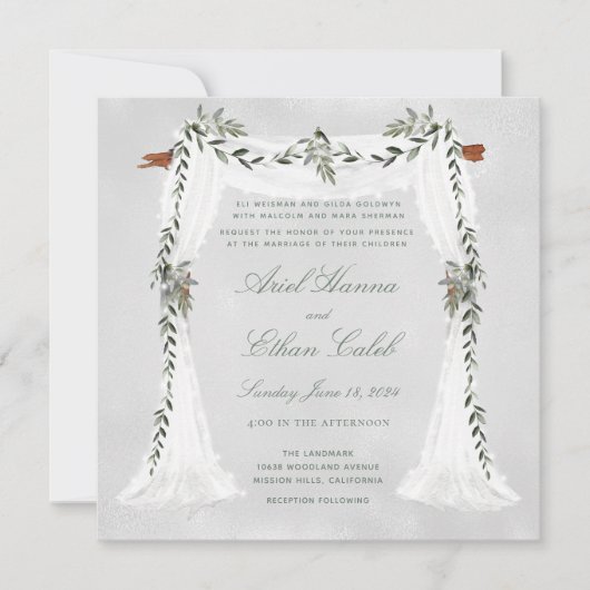 Olive Branch Chuppah Wedding Kaart (Voorkant)