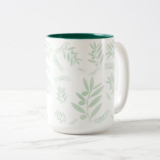 Olive Branch Coffee Mok – Botanische Twee-Tone (Voorkant rechts)