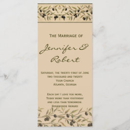 Olive Branch: Een Toscaans Touch huwelijksprogramm Programmakaart