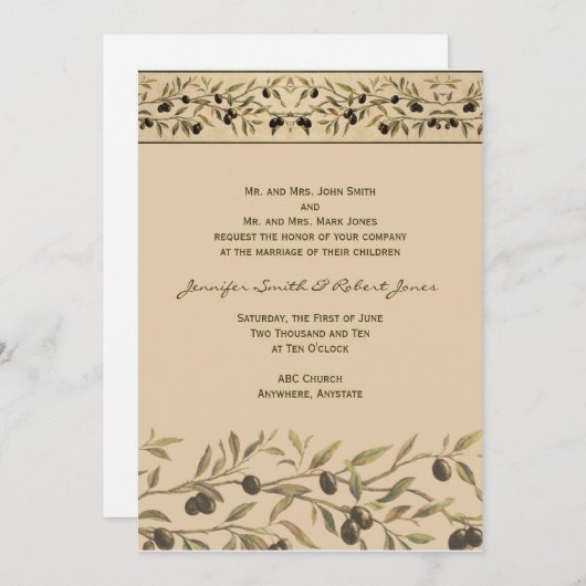 Olive Branch: Een Toscaanse Touch bruiloft uitnodi Kaart (Voorkant / Achterkant)
