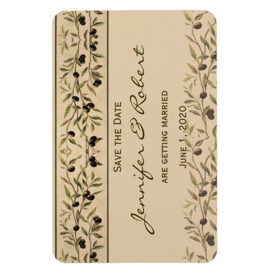 Olive Branch: Een Toscaanse Touch Sla de datum op Magneet (Verticaal)