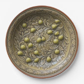Olive Branch Faux Mediterraan aardewerk Papieren Bordje (Voorkant)
