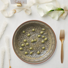 Olive Branch Faux Mediterraan aardewerk Papieren Bordje