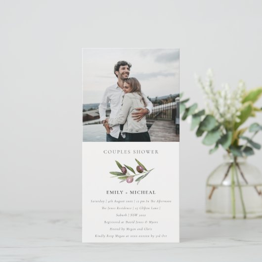 Olive Branch Foliage Couples Shower Fotokaart Bedankkaart (Staand voorkant)