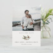 Olive Branch Foliage Save the Date Photo Card Bedankkaart (Staand voorkant)