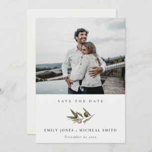 Olive Branch Foliage Save the Date Photo Card Bedankkaart