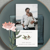 Olive Branch Foliage Save the Date Photo Card Bedankkaart
