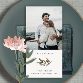 Olive Branch Foliage Save the Date Photo Card Bedankkaart