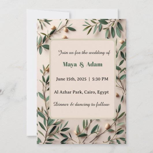  Olive Branch Greenery Botanical wedding Kaart (Voorkant)