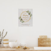 Olive Branch Greenery Gold Wedding Welkomstteken Poster (Keuken)