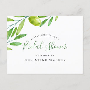 Olive Branch Handgeschreven Bruiloftsshower Uitnodiging Briefkaart