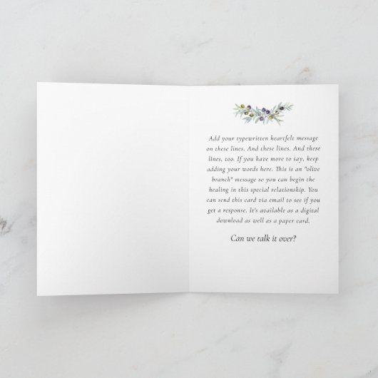 Olive Branch Het spijt me dat ik een bericht heb g Kaart (Binnen)