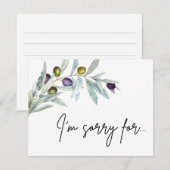 Olive Branch Het spijt me Handwrite de verontschul Notitiekaartje (Voorkant / Achterkant)