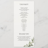 Olive Branch Huwelijksprogramma | Elegant Groenele Menu (Achterkant)