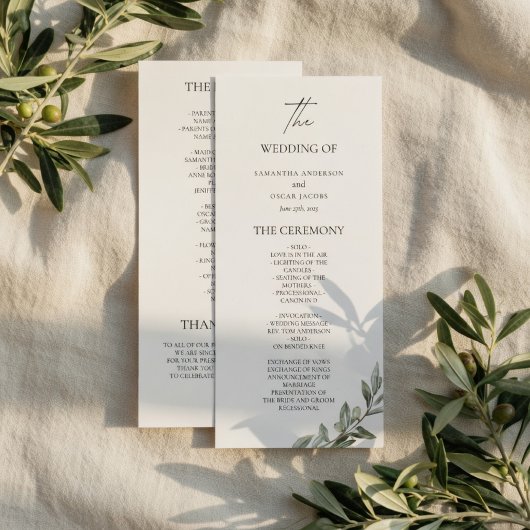 Olive Branch Huwelijksprogramma | Elegant Groenele Menu
