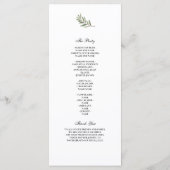 Olive Branch Huwelijksprogramma | Minimaal Menu (Achterkant)