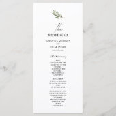 Olive Branch Huwelijksprogramma | Minimaal Menu (Voorkant)