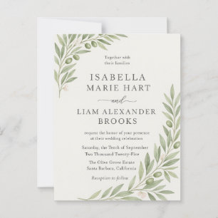 Olive Branch Huwelijksuitnodiging – Minimalistisch Briefkaart