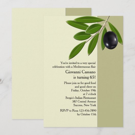 Olive Branch Invitation Kaart (Voorkant / Achterkant)