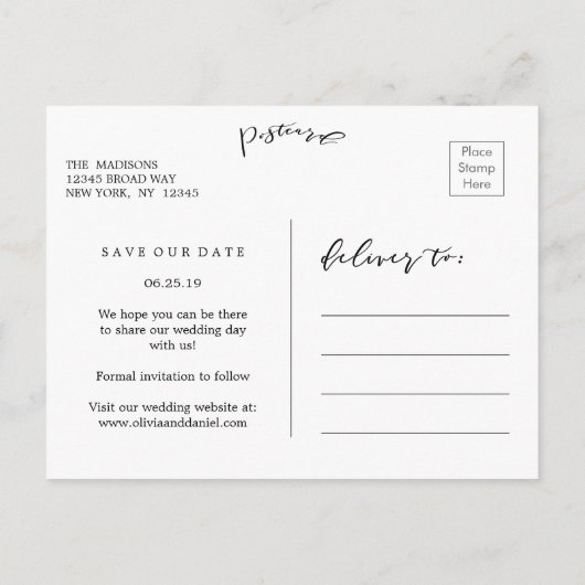 Olive Branch Krans Classy Wedding Save the Date Aankondigingskaart (Achterkant)