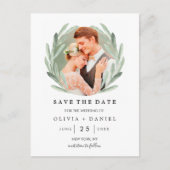 Olive Branch Krans Classy Wedding Save the Date Aankondigingskaart (Voorkant)