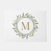 Olive Branch Laurel Wreatalised Monogram Deurmat (Voorkant)