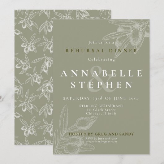 Olive Branch Mediterraan Chic repetitie diner Kaart (Voorkant / Achterkant)