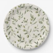 Olive Branch Mediterranean Pattern Papieren Bordje (Voorkant)