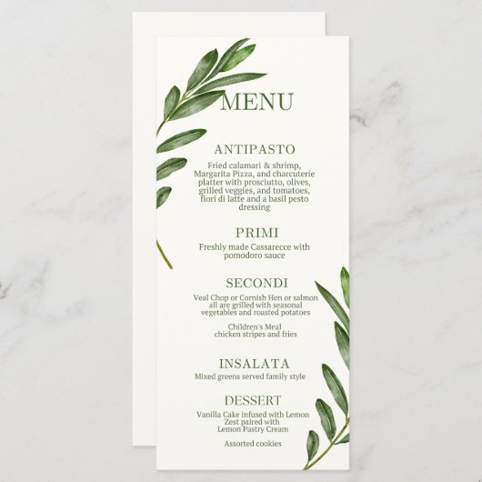 Olive Branch Menu (Voorkant / Achterkant)