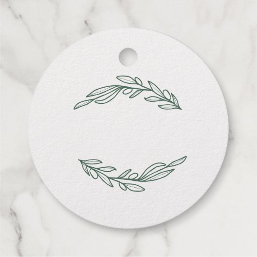 Olive Branch met aangepaste tekstfolie Folie Fa Bedankjes Labels (Achterkant)