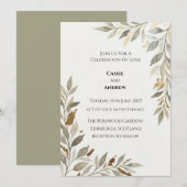 Olive Branch Minimal Trouwfeest Kaart (Voorkant / Achterkant)