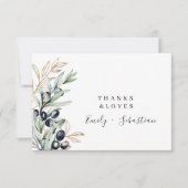 Olive Branch Modern Elegant Weddenschap Hartelijk  Bedankkaart (Voorkant)
