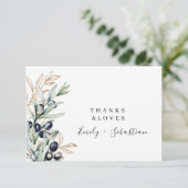 Olive Branch Modern Elegant Weddenschap Hartelijk  Bedankkaart (Staand voorkant)