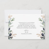 Olive Branch Modern Elegant Weddenschap Hartelijk  Bedankkaart (Achterkant)