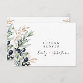 Olive Branch Modern Elegant Weddenschap Hartelijk Bedankkaart (Voorkant / Achterkant)