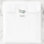 Olive Branch Monogram Bruiloft Envelop Seal Ronde Sticker (Tas)