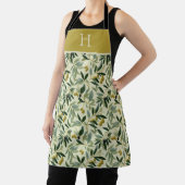 Olive Branch Monogram Initial All-Over Print Apron Schort (Insitu)