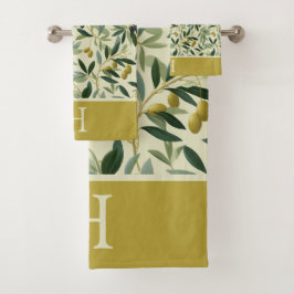 Olive Branch Monogram Initial Bad Handdoek
