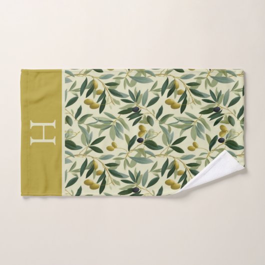 Olive Branch Monogram Initial Bad Handdoek (Handdoek)