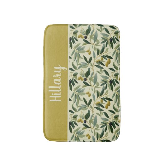 Olive Branch Monogram Name  Badmat (Voorkant Verticaal)