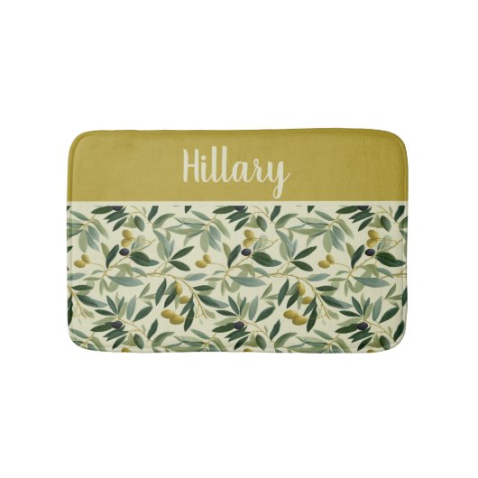 Olive Branch Monogram Name  Badmat (Voorkant)