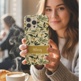 Olive Branch Monogram Name  iPhone 16 Pro Max Hoesje