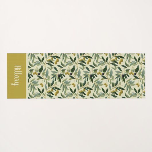 Olive Branch Monogram Name Yogamat (Achterkant (horizontaal))